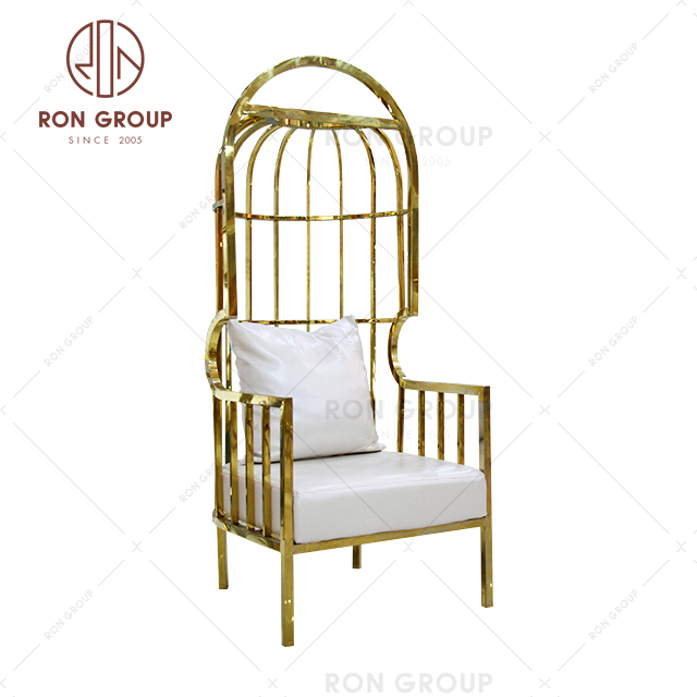 Royal throne king and queen luxury stainless steel wedding bird cage chairs