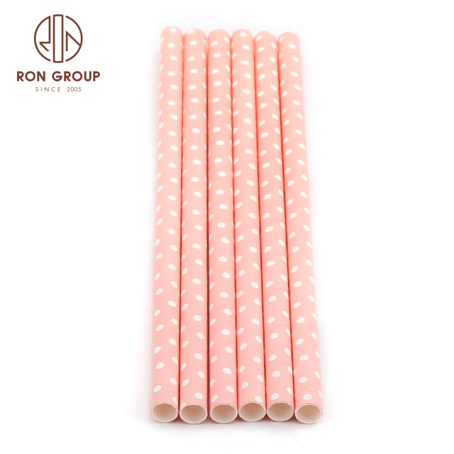 Colorful custom printed disposable biodegradable drinking paper straws