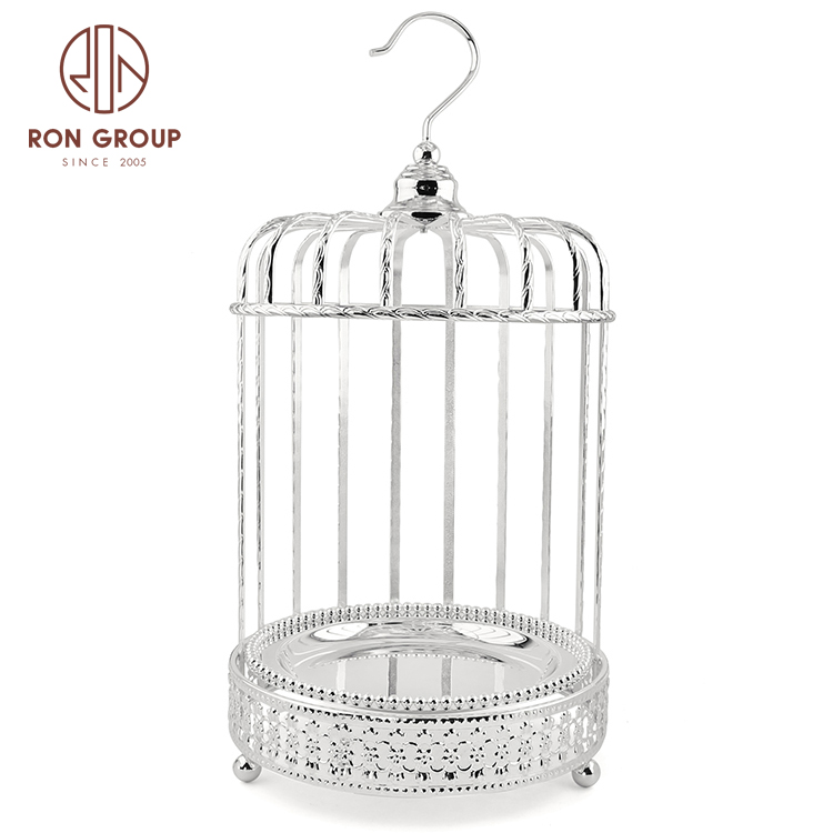 Wedding party gold metal dessert metal stand bird cage metal cake stand wholesale