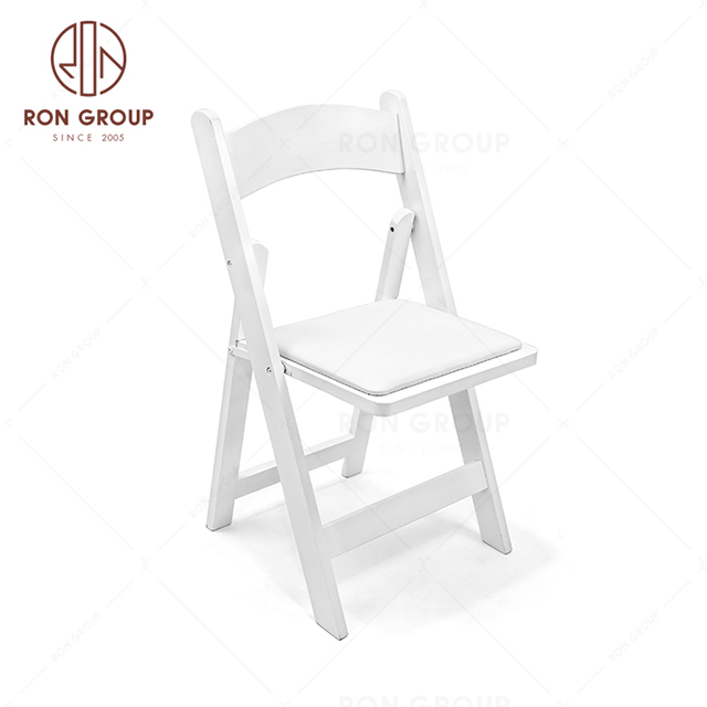 RNFH4-15 PU seat cushion white color Birchwood restaurant furniture hotel banquet party wedding Folding chair