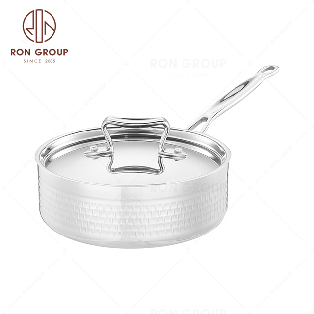 High Quality hammer Large Capacity Three-layer Stainless Steel commercial single handle short Soup Pot Sauce pot Stock Pot