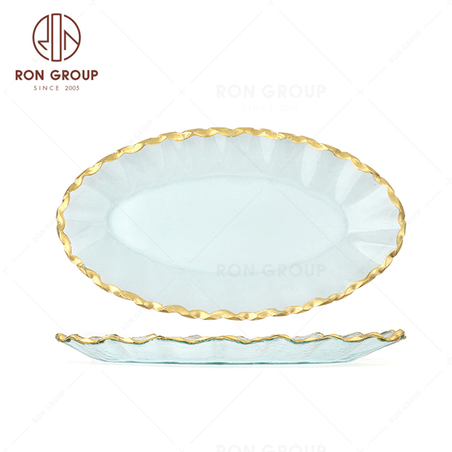 RNPG229-23 Good-looking Top quality restaurant wedding utensils cafe banquet decorate party Egg-Shape Glass Plate