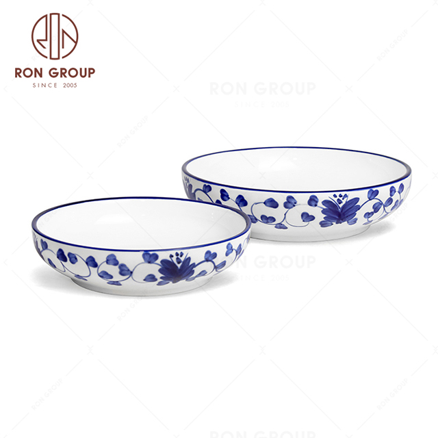 RNPCE004-Modern Design Rattan Flower Style Restaurant Hotel Bar Cafe Wedding Ceramic Soup Plate