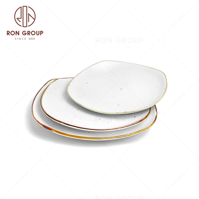 RonGroup New Color Chip Proof  Collection Cream White  - Shallow Square Plate 