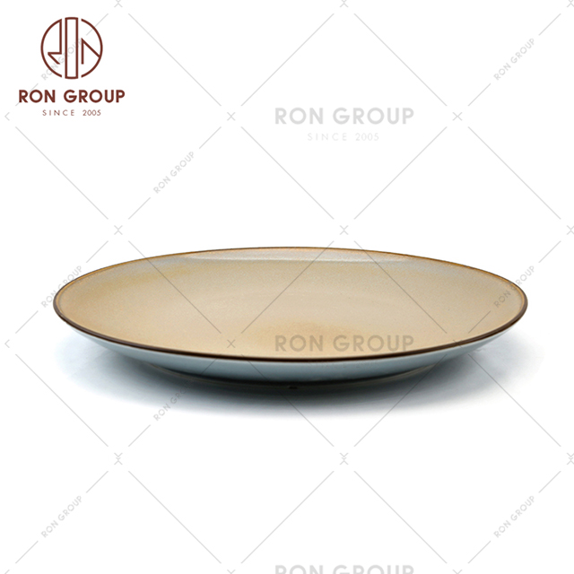 Hot Sale Ceramic Dinnerware Set LOGO Customized China Dishware Ceramic Shallow Round Plate 