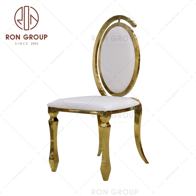 New design white cushion gold stainless steel frame wedding chair for events