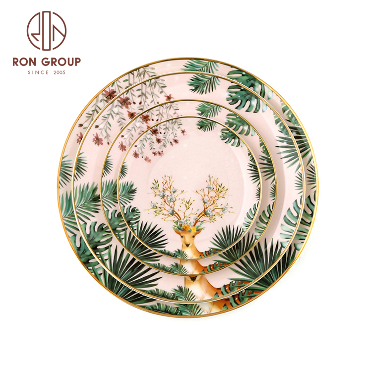 Wholesale christmas style decoration bone China plate for festival event ceramic dinner plates custom logo