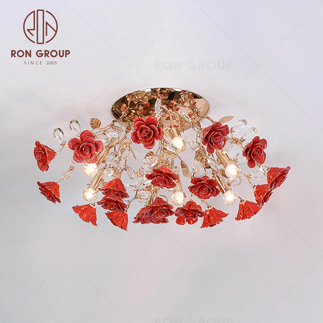 RonGroup Luxury Modern Wedding Decorative Light  Collection - Red Crystal Ceiling Light 7109-7C