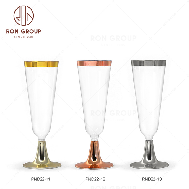RND22-11 Champagne wine goblet wholesale Plastic Wine Cups Champagne Flutes Party Catering Clear Disposable Glasses