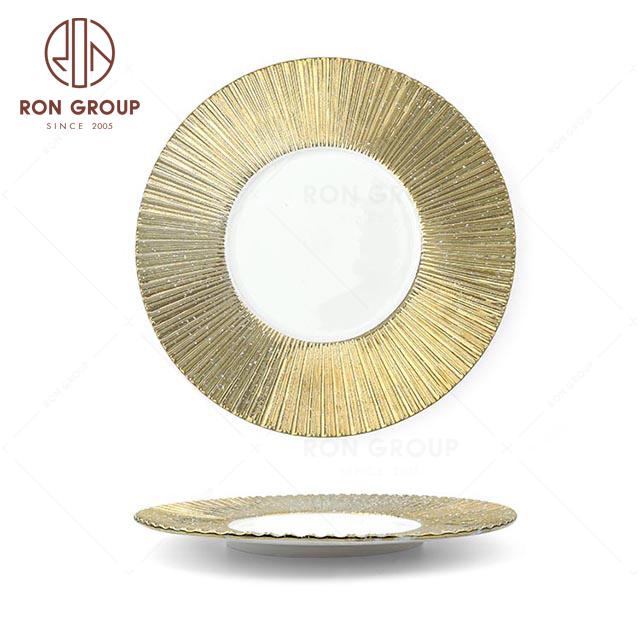 RNPCM051G Carl Gypsophila 10.75 inch 12.5inch shallow plate hotel restaurant wedding banquet decorate plate