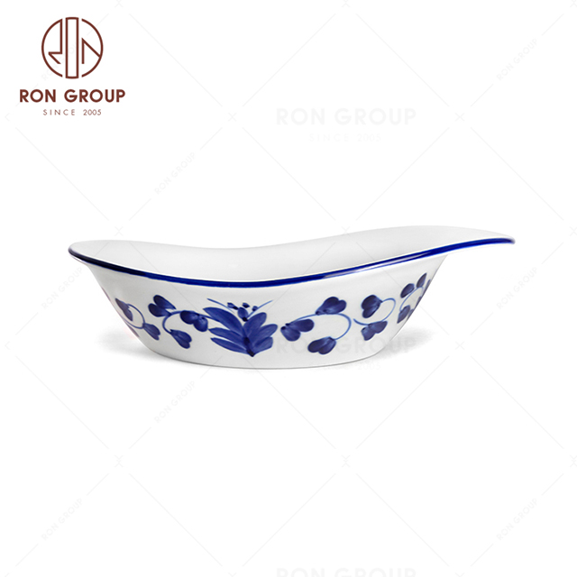 RonGroup New Color Rattan Flower Chip Proof Porcelain  Collection - Ceramic Dinnerware Salad Bowl 