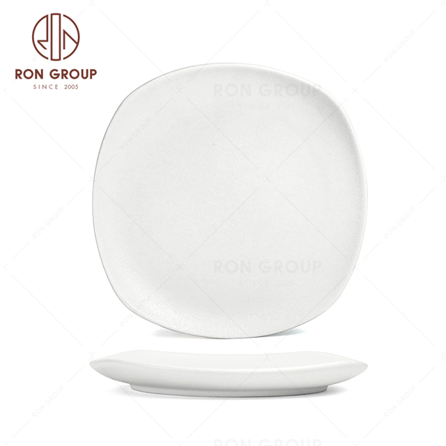 RNPCE008-Customized Frosted White Style Restaurant Hotel Bar Cafe Wedding Shallow Square Plate