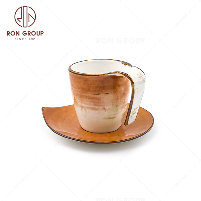 Wholesale Variable Glaze Coffee Cup Set Ceramic Colored Glaze Coffee Cup And Saucer