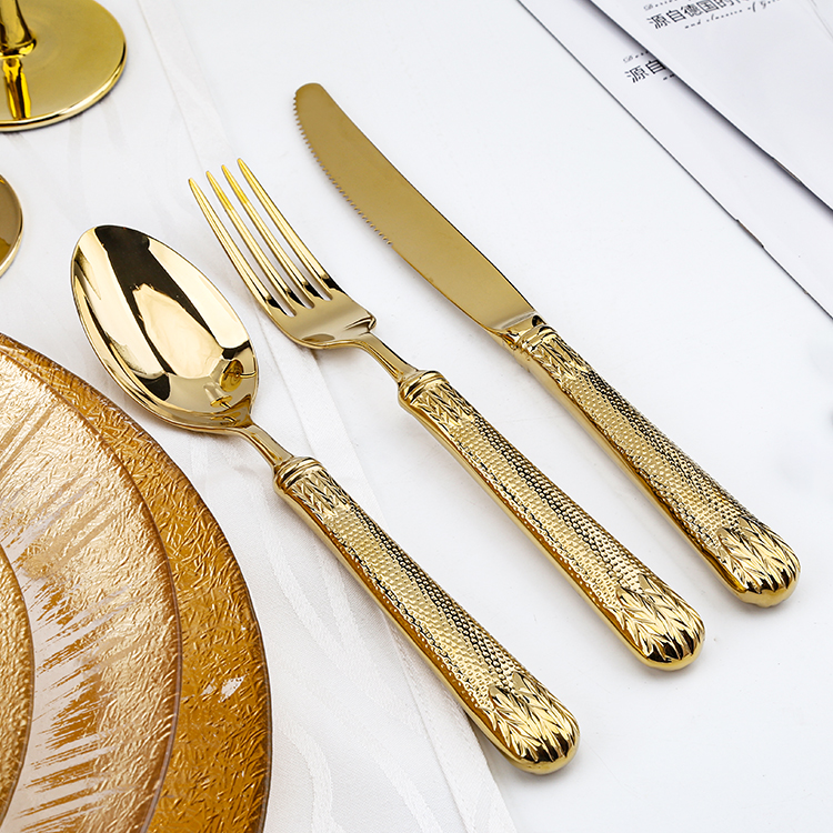 Wholesale cutlery wedding stainless steel golden flatware for party