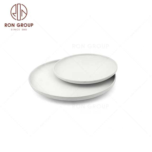RNPCT1912-1D & RNPCT 1912-2D Customized Raindrop White Style Restaurant Hotel Bar Cafe Wedding French Shallow Round Plate