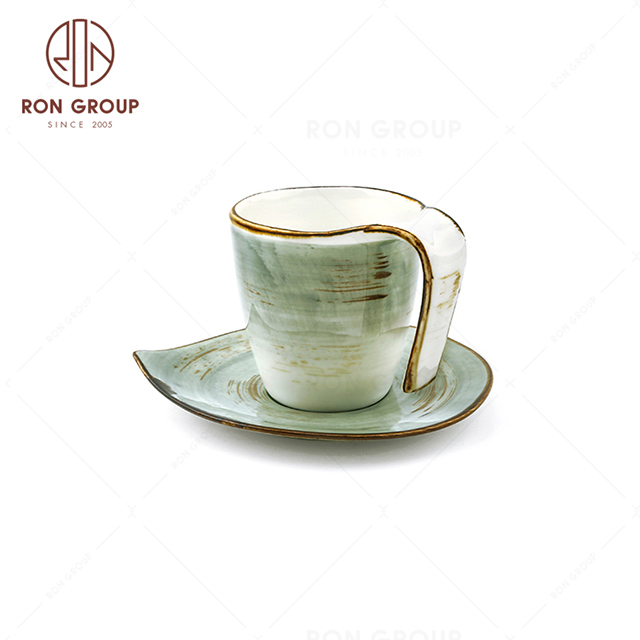 Restaurant Cafe Reusable Ceramic Tea Coffee Cup And Saucer Sets Porcelain Coffee Cup Saucer Set