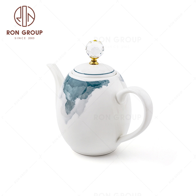 Wholesale custom tuikish elegant porcelain tea pot ceramic tea set for restaurant afternoon tea