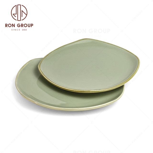 RonGroup New Color Morandi Chip Proof Porcelain  Collection - Ceramic Dinnerware Shallow Square  Plate