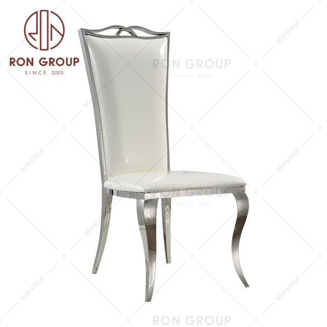 New design hotel furniture silver metal events used dining stainless steel chair