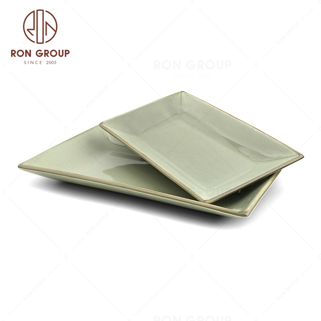 RonGroup New Color Morandi Chip Proof Porcelain  Collection - Ceramic Dinnerware Retangular  Plate