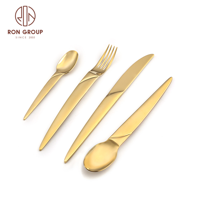 Flatware Stainless Steel Set Forged Flatware Gold Plated Matted Cutlery Set For Wedding And Party Event