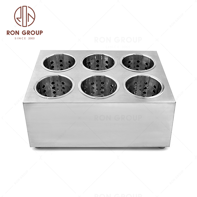 High quality Double-Row Stainless Steel Flatware Box with six grids For tableware storage
