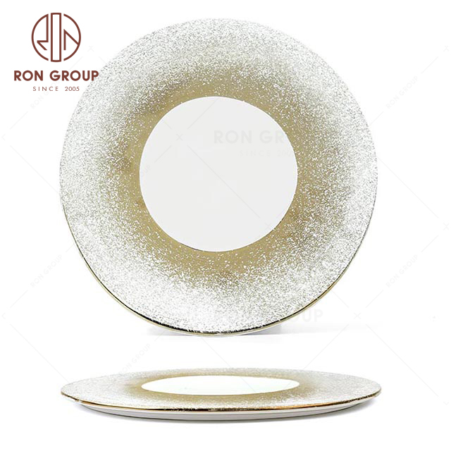 RNPCM069D 12inch strong porcelain restaurant wedding utensils cafe bar decorate ceramic dinner dish flat Plate