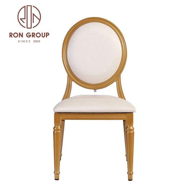 French style aluninum round back louis stackable hotel dining chairs