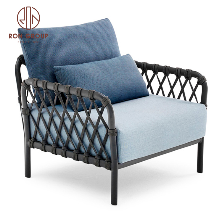 Modern luxury hotel sofa velvet armchair outdoor furniture rattan hotel armchair