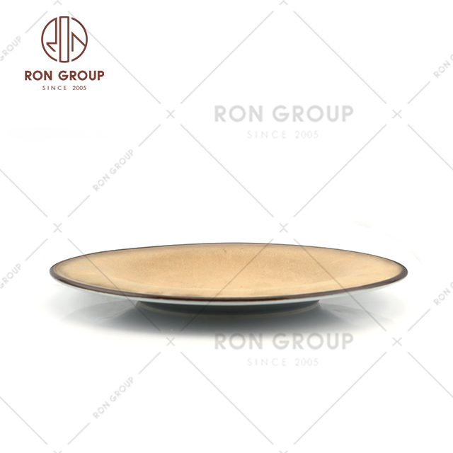 Western steak round dishes wholesale durable porcelain tableware ceramic flat plate 