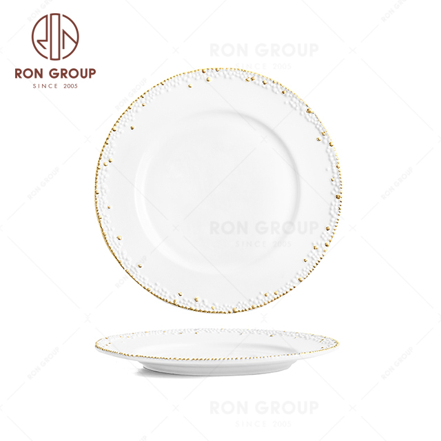 RNPCG2209-2210-2211 Hot Sale FAFARTC Series Restaurant Hotel Bar Cafe Wedding White Gold Main Plate