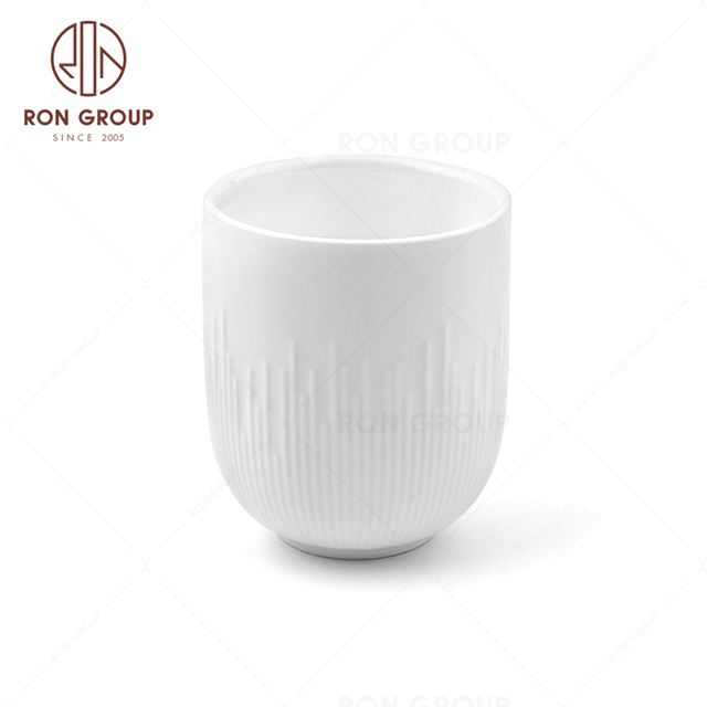 Wholesale wedding decoration white embossed custom mug coffee matte ceramic cup