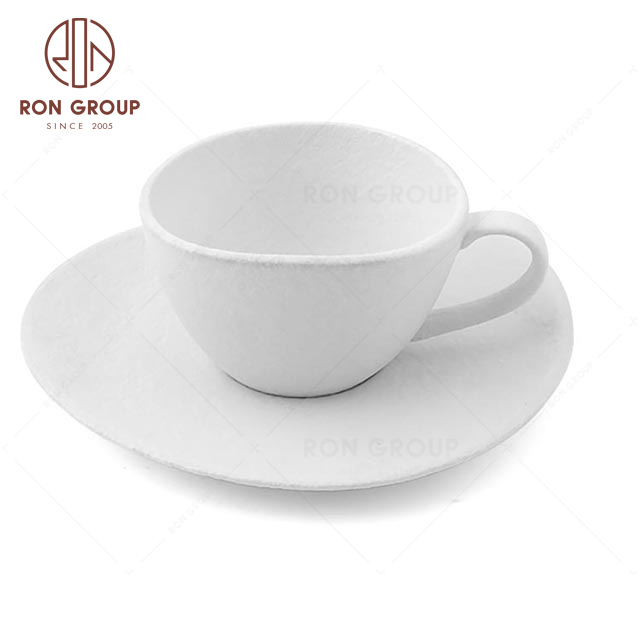 RNPC628-04166 Hot Sale Elegant White Style Restaurant Hotel Coffee Cups&Plate
