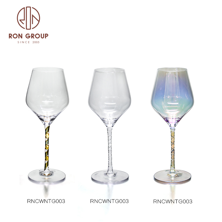 Unique wedding colorful long stem red wine glasses for sale