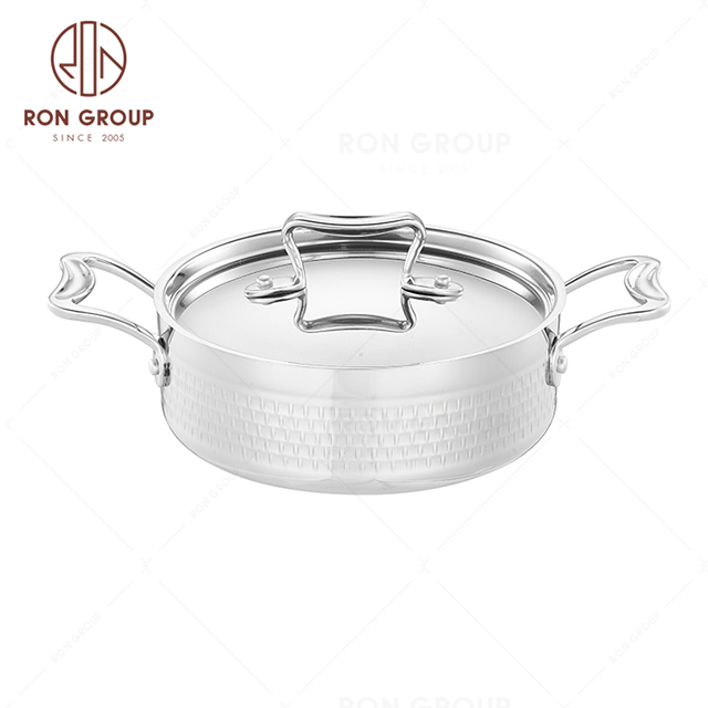 High Quality Hammer Large Capacity Three-layer Stainless Steel commercial Double Ears short  Soup Pot Sauce pot StockPot