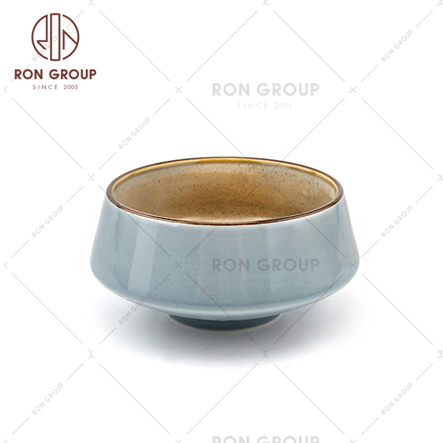Medium size restaurant mordern design porcelain wedding bowls crystal blue ceramic soup bowl
