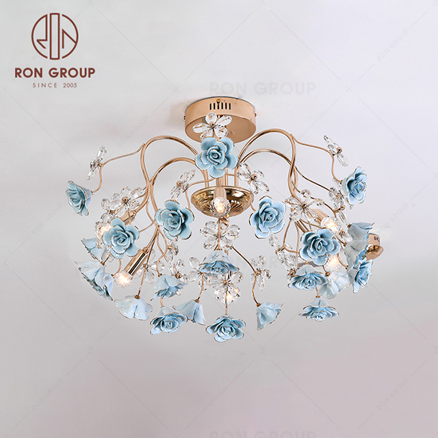 RonGroup Luxury Modern Wedding Decorative Light  Collection - Flower Crystal Ceiling Light 7105 - 9C