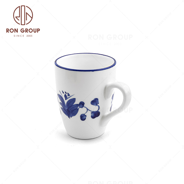 RNPCE138-High Quality Rattan Flower Style Restaurant Hotel Bar Cafe Wedding Ceramic Mug