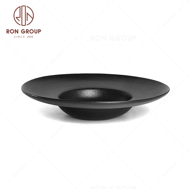 RonGroup New Color Matte Black Chip Proof Porcelain  Collection - Ceramic Dinnerware Hat Shape Plate 