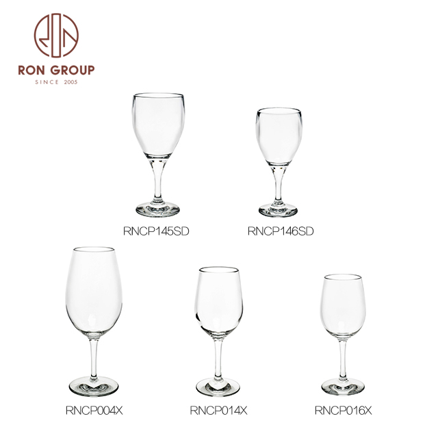 Clear Cups Goblet Glass Unbreakable Stemless Plastic Wine Glasses Set For Wedding