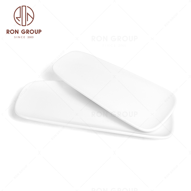 RonGroup New Color Matte White Chip Proof Porcelain  Collection - Ceramic Dinnerware Bread Shape Plate 