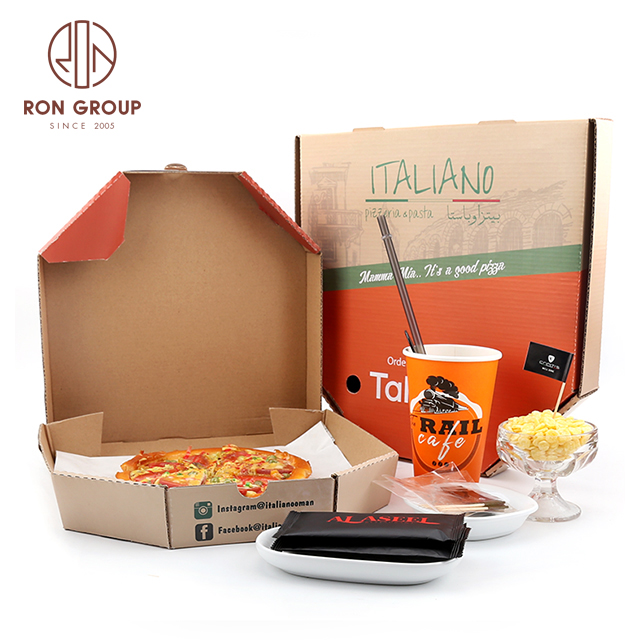 Recyclable various size corrugated packaging takeaway paper pizza box with custom logo