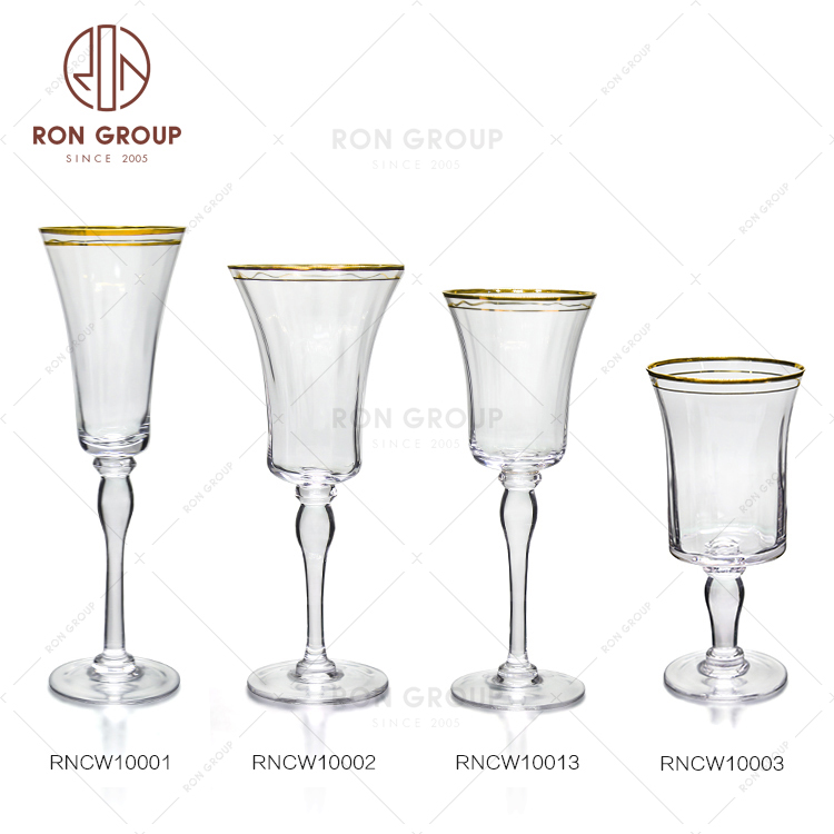 Cheap gold rim edge tasting glasses wine cups for wedding
