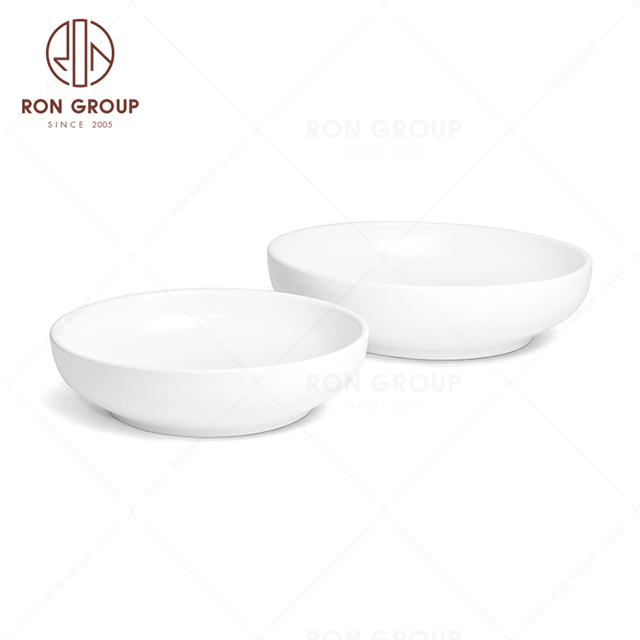 RonGroup New Color Matte White Chip Proof Porcelain  Collection - Ceramic Dinnerware Soup  Plate 