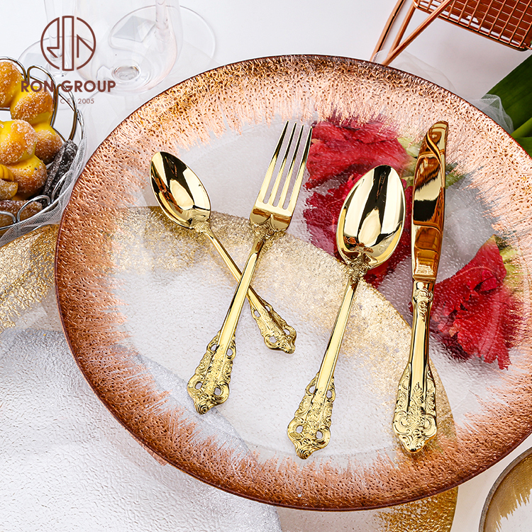 Wedding Wholesale Flatware Mirror Golden Plated Silverware Sets Stainless Steel Gold Cutlery Set