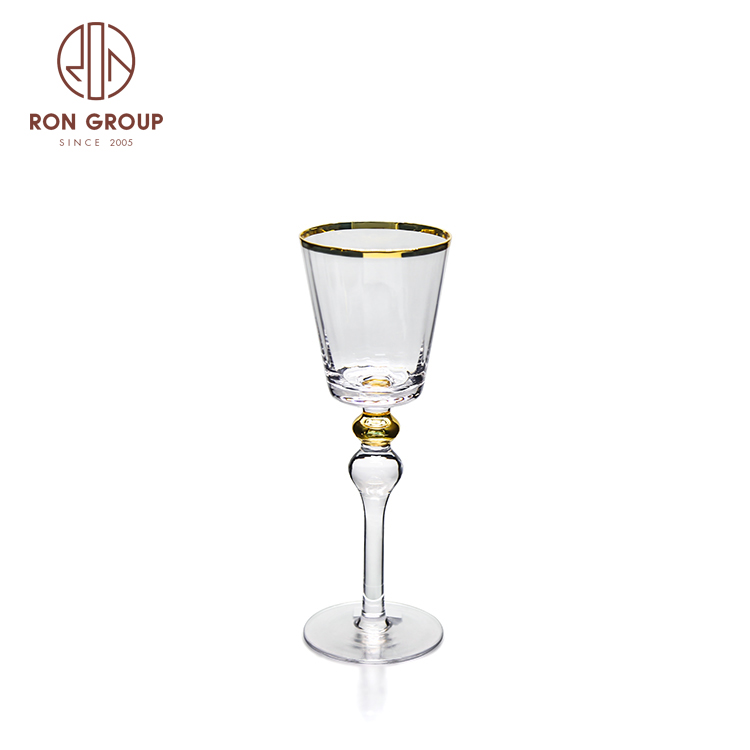 Wholesale gold rim stemless champagne wine glass cup for wedding