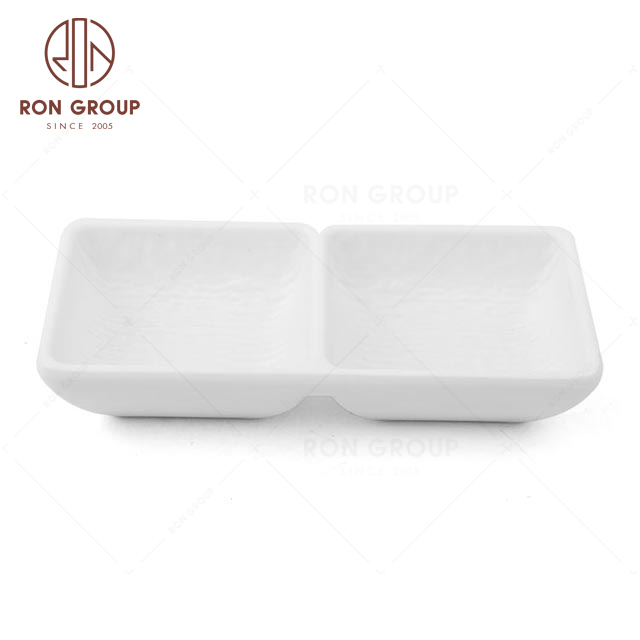 MN009 wholesale high quality restaurant hotel sauce dish bar banquet party wedding prefered daytime Melamine two-compartment disc