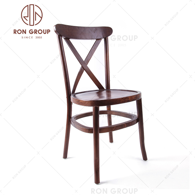 Banquet used wooden chair dining chair cross back stackable wedding chair