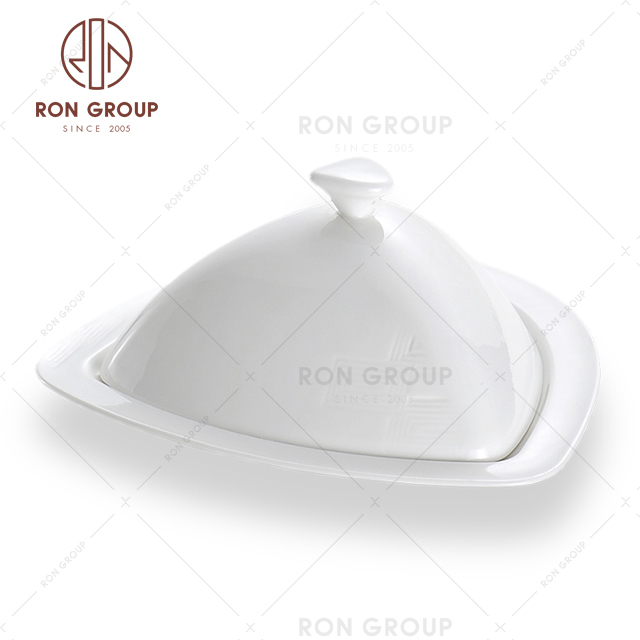 Factory direct sales upscale ceramic triangle with lid dinner plate 