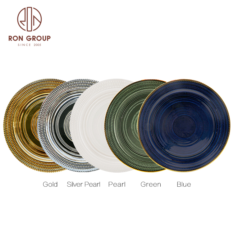 Amazon Hot Sale Colored Charger Plate Glass Set Wedding Decoration Dinner Plate Glass Charger Plate